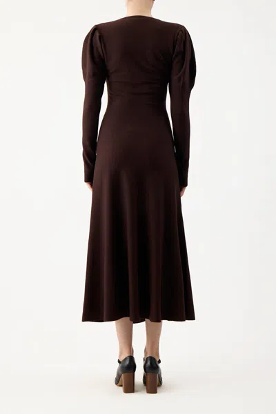 Shop Gabriela Hearst Hannah Dress In Chocolate Merino Wool
