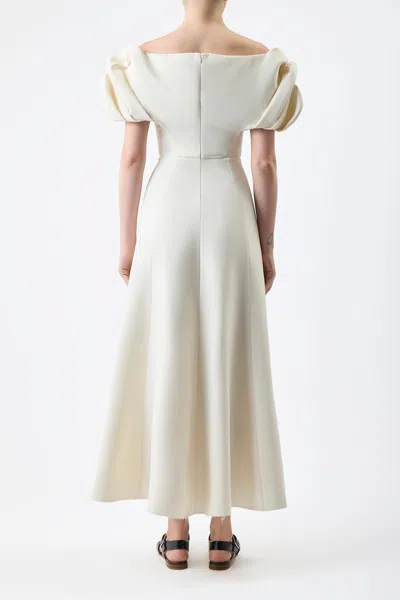 Shop Gabriela Hearst Gwyneth Dress In Ivory Silk Wool Cady