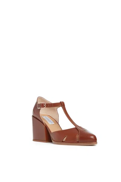 Shop Gabriela Hearst Hawes T-strap Heel In Cognac Leather