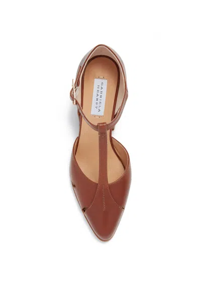 Shop Gabriela Hearst Hawes T-strap Heel In Cognac Leather