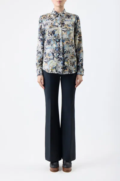 Gabriela Hearst Henri Printed Button-front Top In Blue Multi
