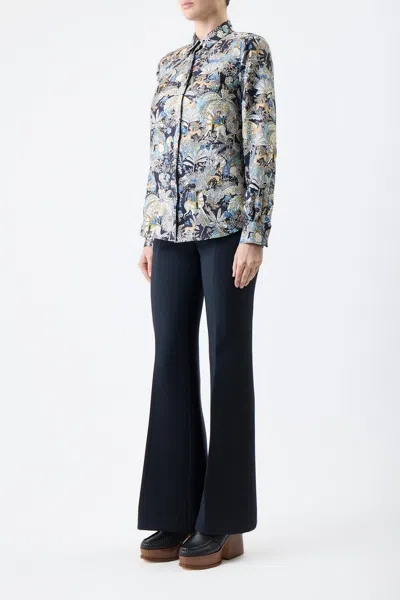 Gabriela Hearst Henri Printed Button-front Top In Blue Multi