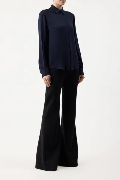 Shop Gabriela Hearst Henri Blouse In Dark Navy Silk Cashmere