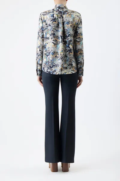 Gabriela Hearst Henri Printed Button-front Top In Blue Multi