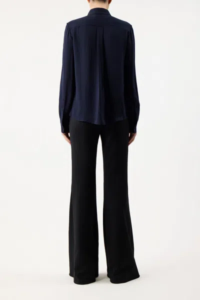 Shop Gabriela Hearst Henri Blouse In Dark Navy Silk Cashmere