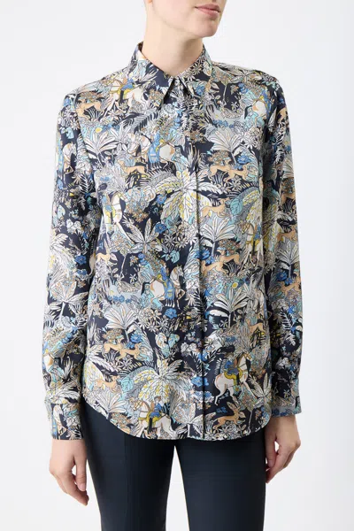 Gabriela Hearst Henri Printed Button-front Top In Blue Multi