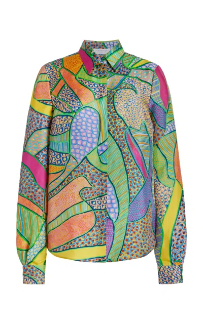 Shop Gabriela Hearst Henri Blouse In Green Multi Printed Silk Twill In Multicolor