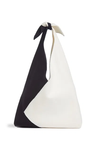 Shop Gabriela Hearst Hildegard Tote Bag In Black & Ivory Double-face Recycled Cashmere In Black/ivory