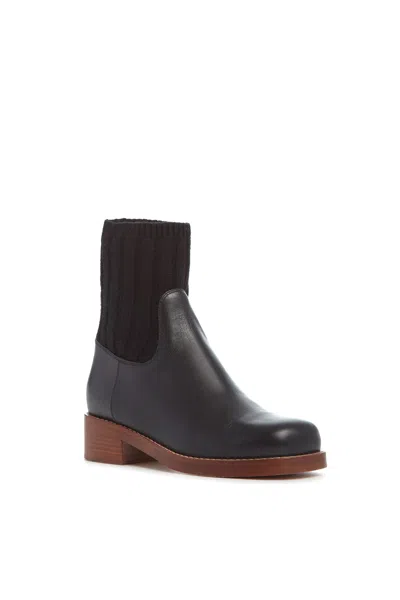 Gabriela Hearst Hobbes Sock Boot In Black Leather & Cashmere In Black