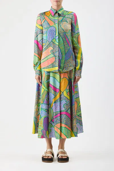 Shop Gabriela Hearst Henri Blouse In Green Multi Printed Silk Twill In Multicolor