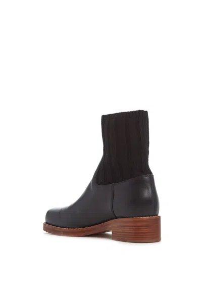 Gabriela Hearst Hobbes Sock Boot In Black Leather & Cashmere In Black