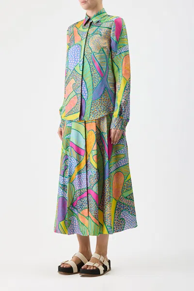 Shop Gabriela Hearst Henri Blouse In Green Multi Printed Silk Twill In Multicolor