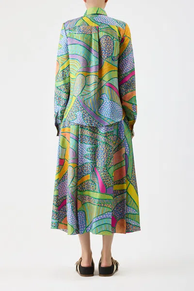 Shop Gabriela Hearst Henri Blouse In Green Multi Printed Silk Twill In Multicolor