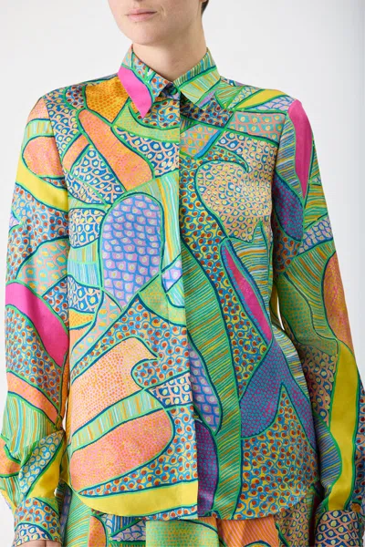 Shop Gabriela Hearst Henri Blouse In Green Multi Printed Silk Twill In Multicolor