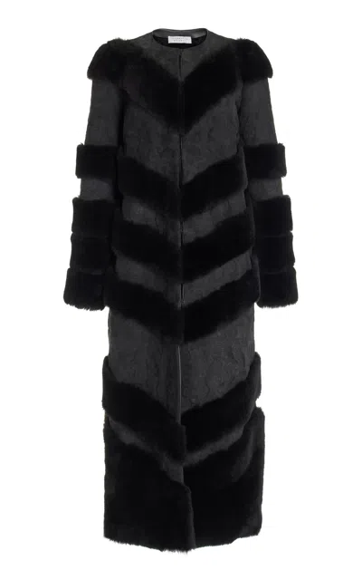 Shop Gabriela Hearst Hugh Coat In Black Suede With Shearling
