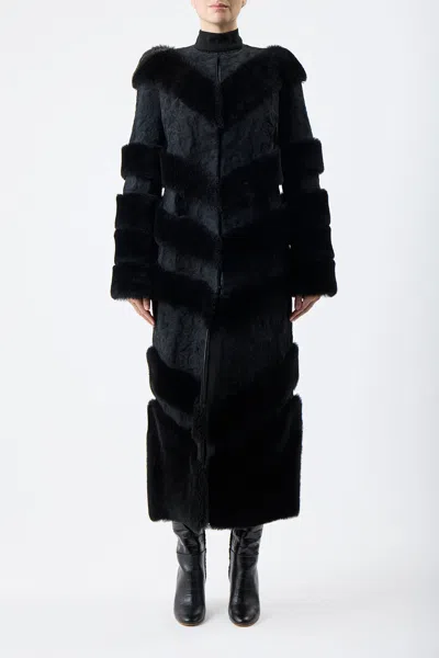 Gabriela Hearst Hugh Coat In Black Suede With Shearling In Black