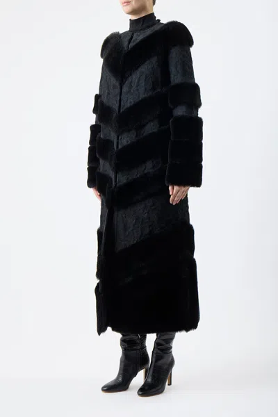 Shop Gabriela Hearst Hugh Coat In Black Suede With Shearling