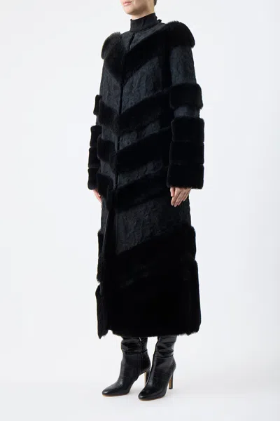 Gabriela Hearst Hugh Coat In Black Suede With Shearling In Black
