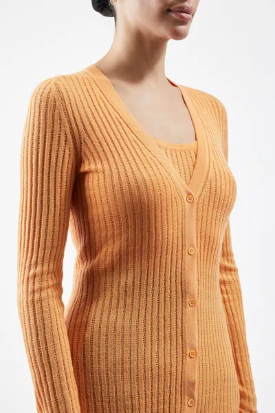 Shop Gabriela Hearst Homer Pointelle Knit Cardigan In Fluorescent Orange Cashmere Silk