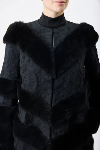 Gabriela Hearst Hugh Coat In Black Suede With Shearling In Black