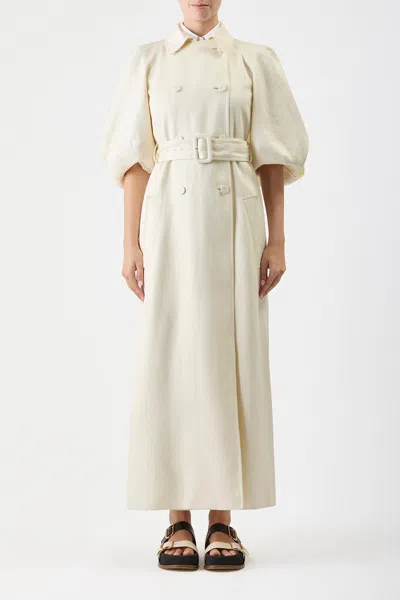 Shop Gabriela Hearst Iona Trench Coat In Ivory Textured Linen