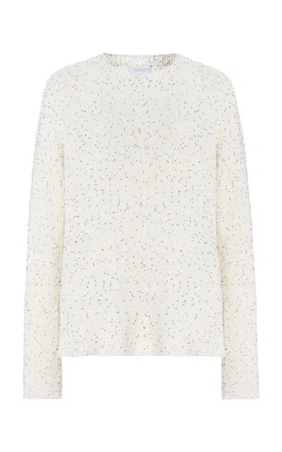 Shop Gabriela Hearst Jan Oversized Knit Sweater In White Beaded Silk In White/multi