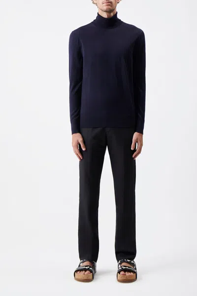 Gabriela Hearst Jermaine Knit Turtleneck In Dark Navy Merino Wool In Dark Navy
