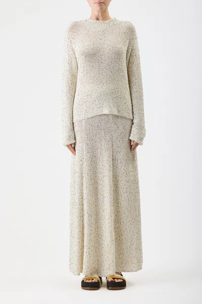 Shop Gabriela Hearst Jan Oversized Knit Sweater In Ivory Beaded Silk In White/multi