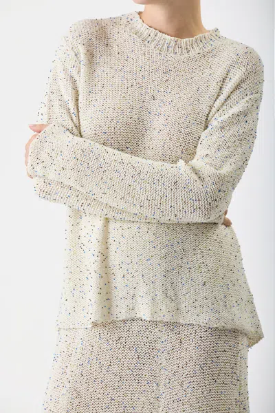 Shop Gabriela Hearst Jan Oversized Knit Sweater In Ivory Beaded Silk In White/multi