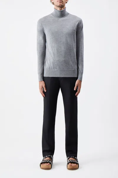 Shop Gabriela Hearst Jermaine Knit Turtleneck In Heather Grey Merino Wool