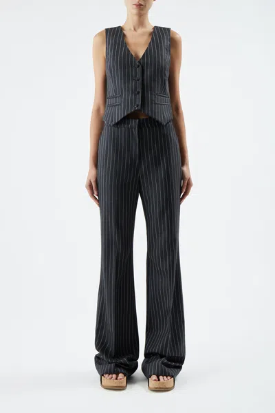 Shop Gabriela Hearst Jones Pant In Pinstripe Grey Wool