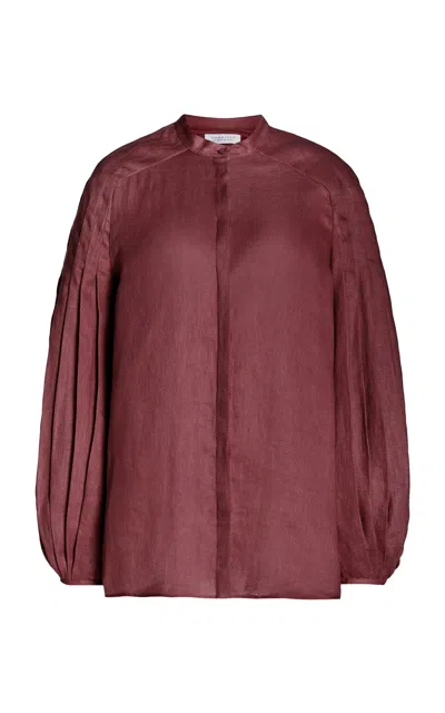 Gabriela Hearst Laetitia Blouse In Deep Bordeaux Linen In Deep Bordeaux