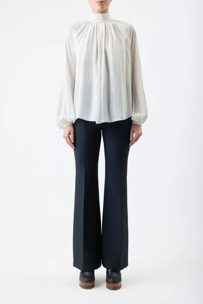 Gabriela Hearst Kiian Pleated Top In Ivory Silk In Ivory