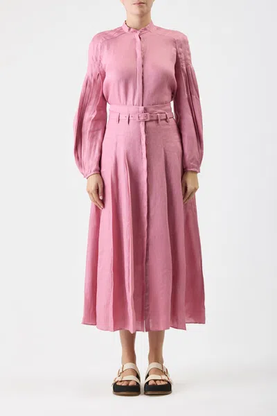 Gabriela Hearst Laetitia Long-sleeved Linen Shirt In Rose Quartz