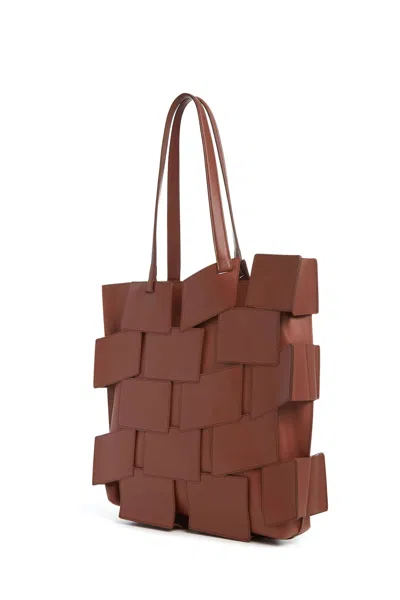 Gabriela Hearst Lacquered Tote Bag In Cognac Patchwork Leather In Cognac