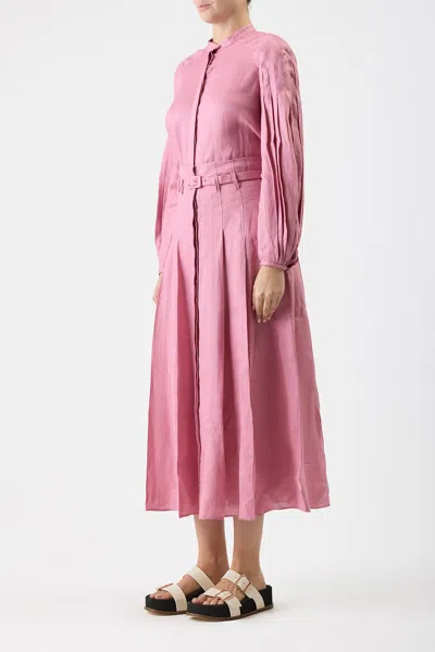 Gabriela Hearst Laetitia Long-sleeved Linen Shirt In Rose Quartz