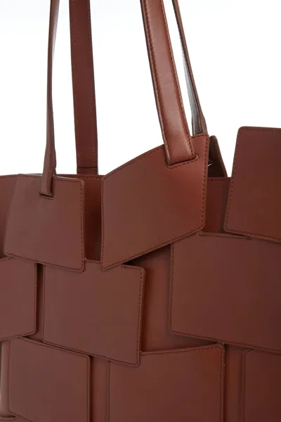 Gabriela Hearst Lacquered Tote Bag In Cognac Patchwork Leather In Cognac