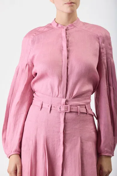 Gabriela Hearst Laetitia Long-sleeved Linen Shirt In Rose Quartz