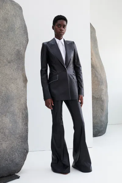 Gabriela Hearst Leiva Leather Single-breasted Blazer Jacket In Black