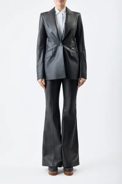 Gabriela Hearst Leiva Leather Single-breasted Blazer Jacket In Black