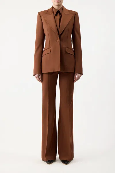 Shop Gabriela Hearst Leiva Blazer In Cognac Sportswear Wool