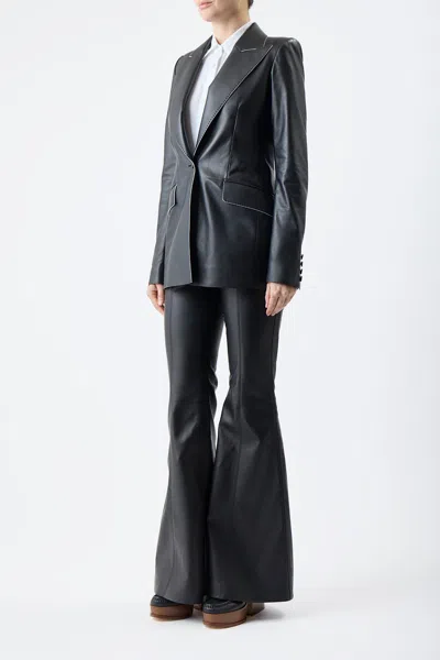 Gabriela Hearst Leiva Leather Single-breasted Blazer Jacket In Black