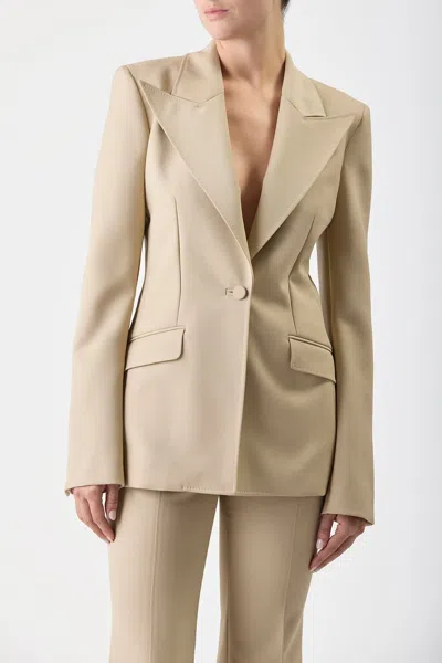 Shop Gabriela Hearst Leiva Blazer In Khaki Sportswear Wool