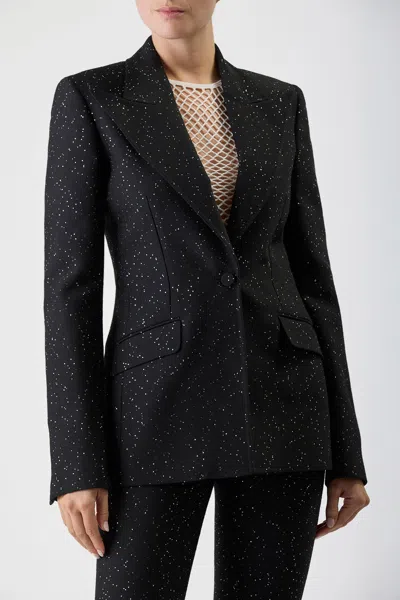 Shop Gabriela Hearst Leiva Sequin Blazer In Black Wool