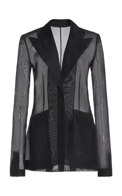 Shop Gabriela Hearst Leiva Sheer Blazer In Black Silk Organza