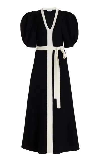 Shop Gabriela Hearst Lilias Knit Dress In Black & Ivory Merino Wool In Black/ivory