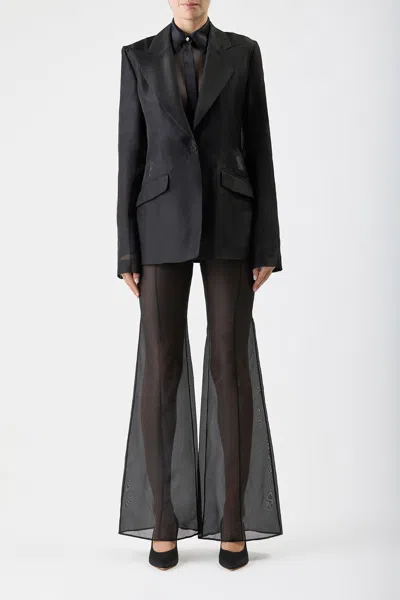 Shop Gabriela Hearst Leiva Sheer Blazer In Black Silk Organza