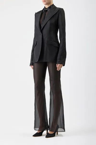 Shop Gabriela Hearst Leiva Sheer Blazer In Black Silk Organza