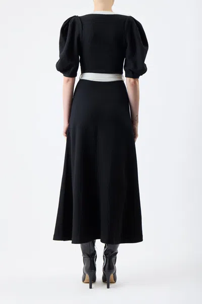 Shop Gabriela Hearst Lilias Knit Dress In Black & Ivory Merino Wool In Black/ivory