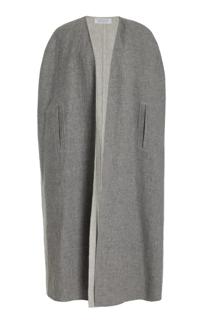 Shop Gabriela Hearst Lindlow Cape In Light Grey Cashmere Linen In Light Grey Melange